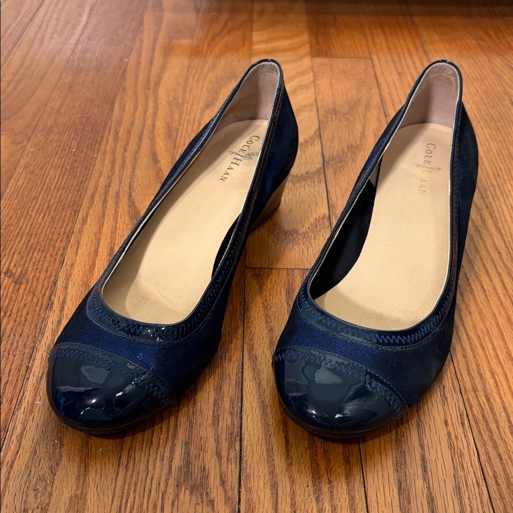 Cole Haan‎ x NikeAir Milly Leather Wedge pumps shoes blue Size 7B